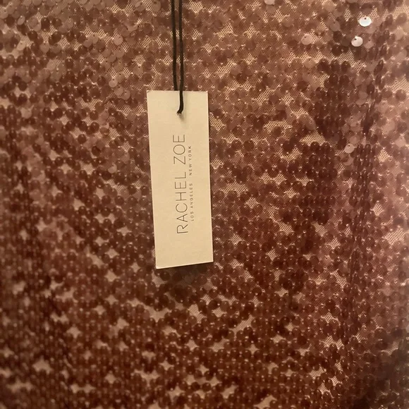 NWT RACHEL ZOE WOMEN'S FAUX WRAP SEQUIN SKIRT- TAN- X-SMALL - Picture 5 of 7